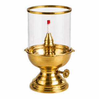 Brass Akhand Diya With Glass Adjustable