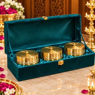 Brass Trio Bowl Set in Velvet Box