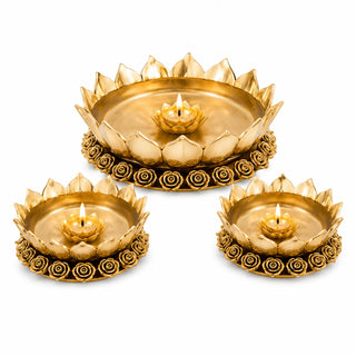 Lotus & Rose Diya Urli (Set Of 3)