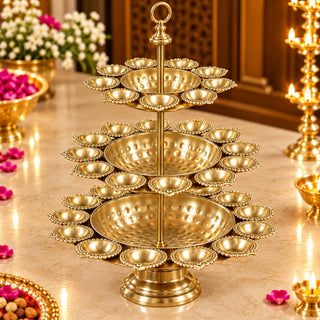 Tiered Lotus Diya Stand