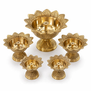 Brass Akhand Diya Engraved Devdas