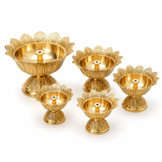 Brass Akhand Diya Engraved Devdas