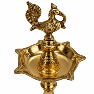 Brass Standing Diya Engraved