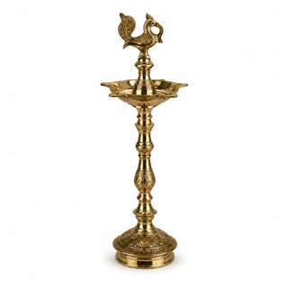 Brass Standing Diya Engraved
