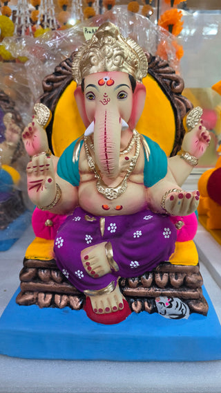 Prabhaval Ganesh Idol 16" - Purple Dhoti
