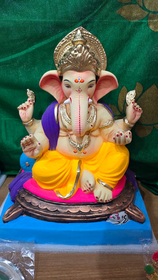Load Maysoori Ganesha Mango Yellow Dhoti - 20"