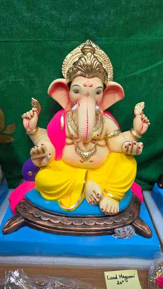 Load Maysoori Ganesha Lemon Yellow Dhoti - 20"